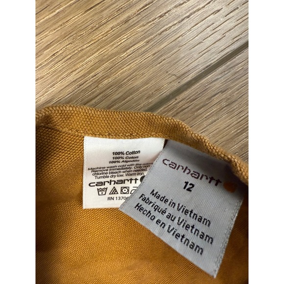 Carhartt Kids Tan Canvas Bib Overalls pants Size 12 Outdoor - Picture 4 of 13
